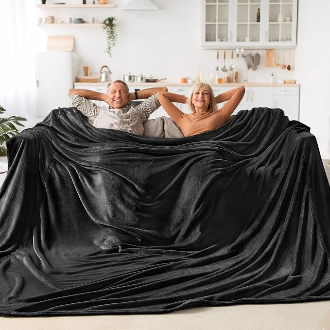 BEDELITE Fleece Blanket Soft Plush Oversized Bed Blanket Black 120"x120" | Ultra Soft Plush Fleece, Lightweight Warmth, All Season Comfort, Fade Resistant, Machine Washable, Perfect for Sharing