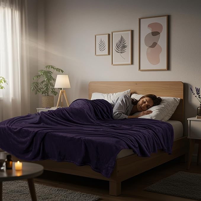 Utopia Bedding Ultra Soft Fleece Bed Blanket Twin Size Purple (60x80 Inch) | Microfiber Plush Warm Lightweight Breathable Cozy Blanket Anti-Static, All Season Use, Gift for Women and Men