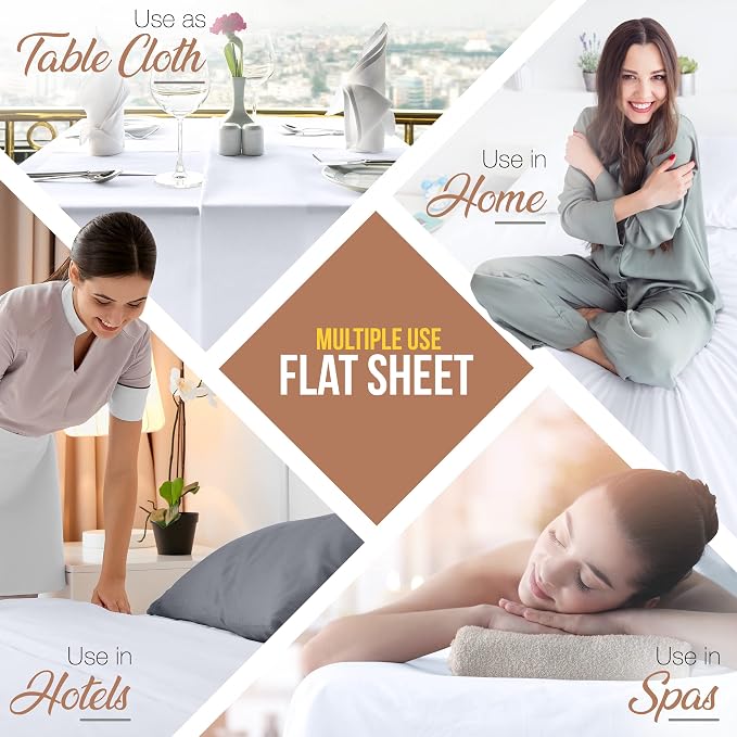 Full Size Flat Sheet Only, Ultra Soft & Breathable Hotel Sheets, White | Hotel Bedding, Cooling Comfort, Smooth Feel, Wrinkle & Fade Resistant, Easy Care, Long-Lasting, Machine Washable, OEKO-TEX