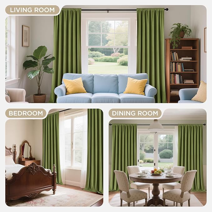 Joydeco 100% Blackout Curtains Velvet Black Out Curtain 108 Inch Drapes | for Bedroom Living Room, Heat and Light Blocking, Thermal Insulated Luxury Heavy Duty Curtain 2 Panels Grommet Top