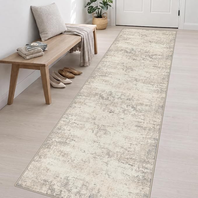 3x14 Washable Runner Rug：Modern Abstract Soft Carpet Brown Beige | For Hallway, Bedroom, Kitchen, Laundry, Bathroom,Door Mat,Modern Abstract,Machine washable,Non-Slip,Stain Resistant,Indoor