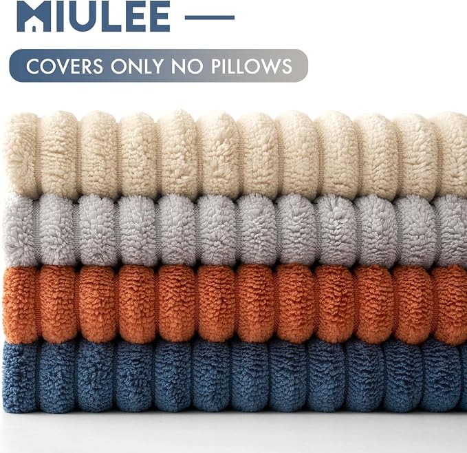 MIULEE Soft Corduroy Decorative Throw Pillow Covers Blue-Yellow 18x18 | Set of 4, Mordern Nordic Coastal Decor, Ocean Ember Set, Boho Farmhouse Cushion Covers for Couch Bed Sofa Living Room