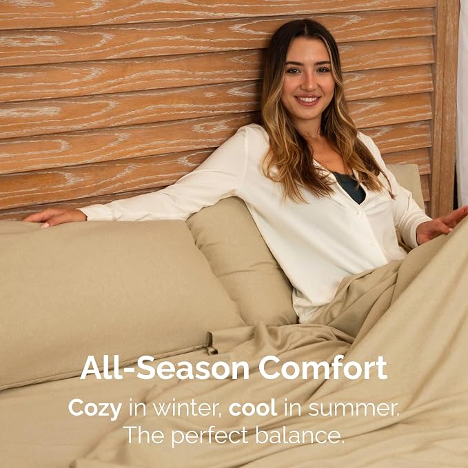 Twin Flat Sheet - Single Top Flat Sheet Only - Cooling - Heathered Tan | Hotel Luxury Top Flat Sheet Only, Ultra-Soft, Breathable & Cooling, Fade & Wrinkle Free, Easy-Care, Stain & Shrink Resistant