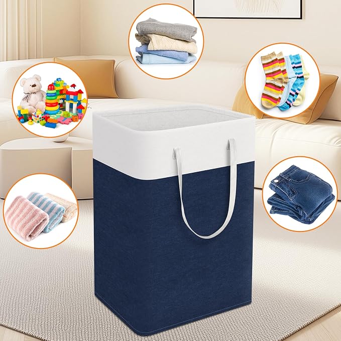 TasticTotes Laundry Basket 3-Pack, Laundry Hamper, 75L-Blue | Clothes Laundry Hamper, Collapsible Laundry Basket, Freestanding laundry hamper with Handles for Home or Dorm