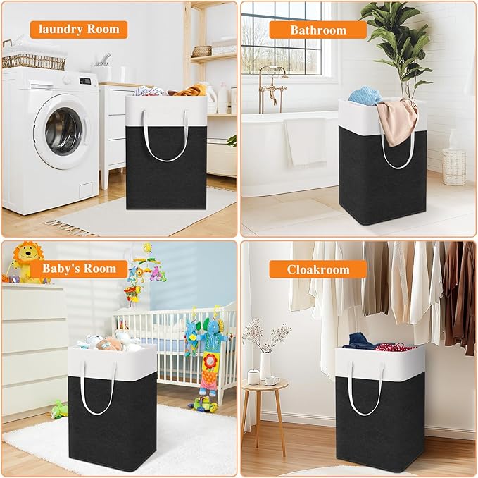 TasticTotes Laundry Basket 3-Pack, Laundry Hamper, 75L-Black | Clothes Laundry Hamper, Collapsible Laundry Basket, Freestanding laundry hamper with Handles for Home or Dorm