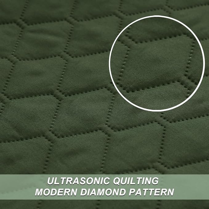 Exclusivo Mezcla Reversible Full Queen Quilt Bedding Set, Olive Green | Lightweight Bedspreads with 2 Pillow Shams, Soft Microfiber, All Season Bed Coverlets for Bedroom Guest Room, 90x96 Inch