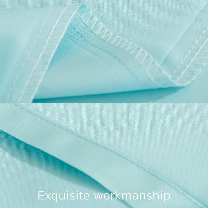 NTBAY Queen Egyptian Cotton Sateen Pillowcases, Set of 2, Aqua | 500 Thread Count Egyptian Cotton Sateen with Envelope Closure, 2 Pack 20 x 30 Inch Pillowcases, Insert Not Included