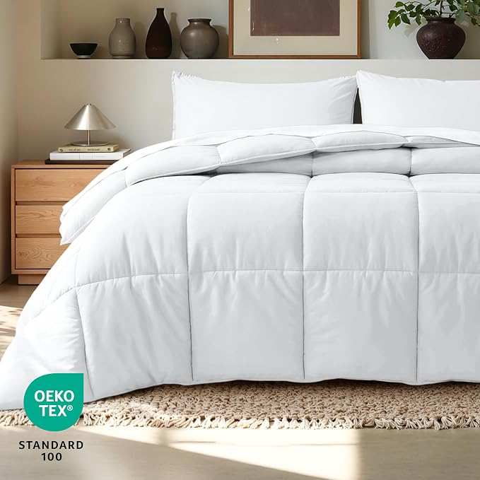 Bare Home Full Comforter Set - 1800 Ultra Soft (Full, White) | All-Season, Breathable, Hypoallergenic, Premium 1800, Warm, Cozy