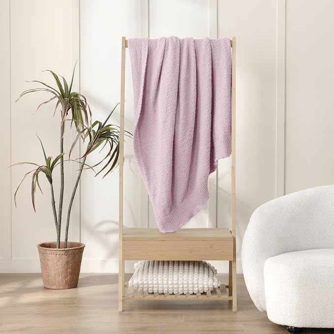 JOOJA Light Purple Throw Blanket, Soft Fluffy Fuzzy Knit Blanket for Couch Bed Sofa, Cozy Plush Warm Blanket for Bedroom Living Room, Spring Home Decor, 50x60 Inches