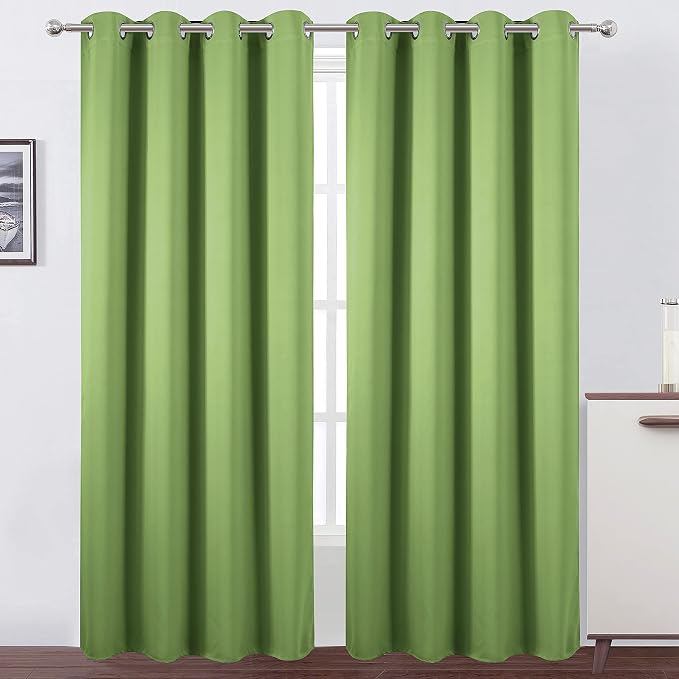 Light Green Thermal Blackout Curtains/52 x 95 Inch/Set of 2 Panels Room Darkening Curtains for Bedroom