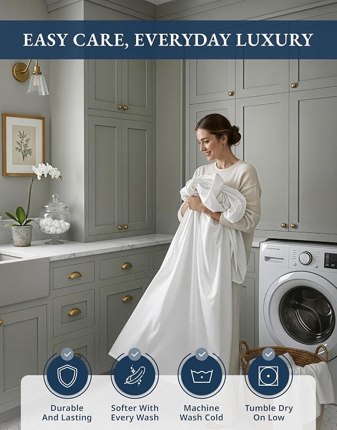 LANE LINEN Twinxl Sheets Set 100% Egyptian Cotton Sateen - White | Twin XL Sheets Pattern - 3-Piece Set, Ideal For Dorms And Adjustable Beds, For A Luxurious Night's Sleep, Cozy Feel