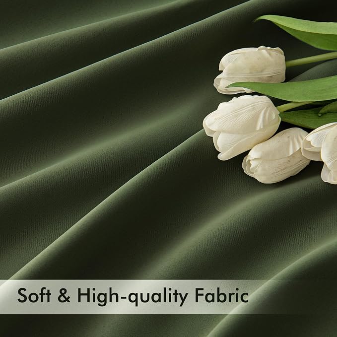 MIULEE Olive Green Back Tab Blackout Curtains 52x96 Inch Long 2 Panels Set | Rod Pocket Pinch Pleated, Thermal Insulated, Bedroom Living Room Darkening Drapes, Light Blocking Floor to Ceiling Curtains