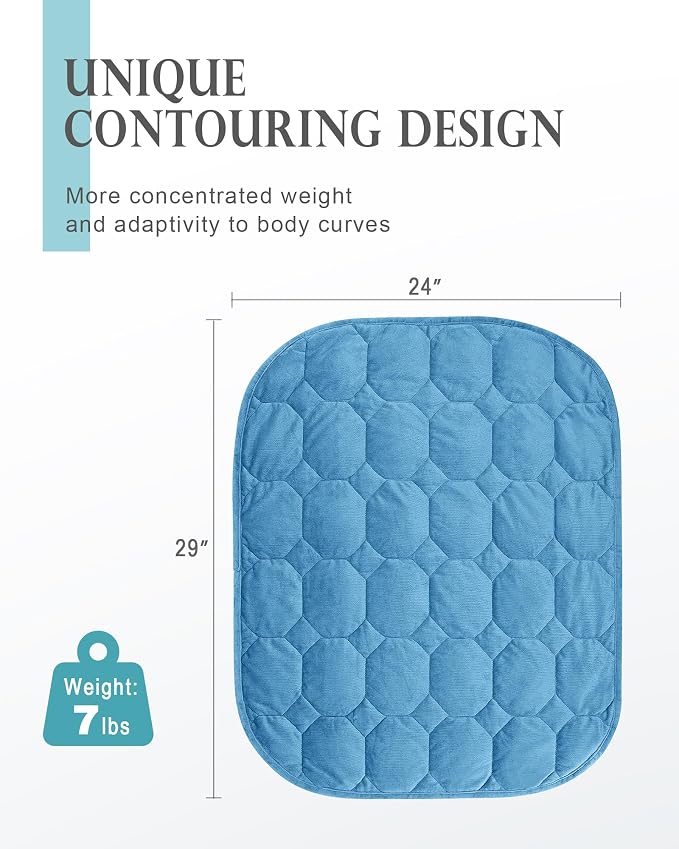 Cottonblue Small Weighted Lap Blanket 7lbs for Adults Teens 24"x29", Cozy | Soft Crystal Velvet Weighted Blanket Pad, Washable Portable Mini Travel Blankets for Relaxation All Season Used, Dark Blue