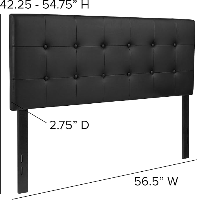 Flash Furniture Full Tufted Vinyl Headboard, Black | Adjustable Height, Easy Install, Bedroom Decor