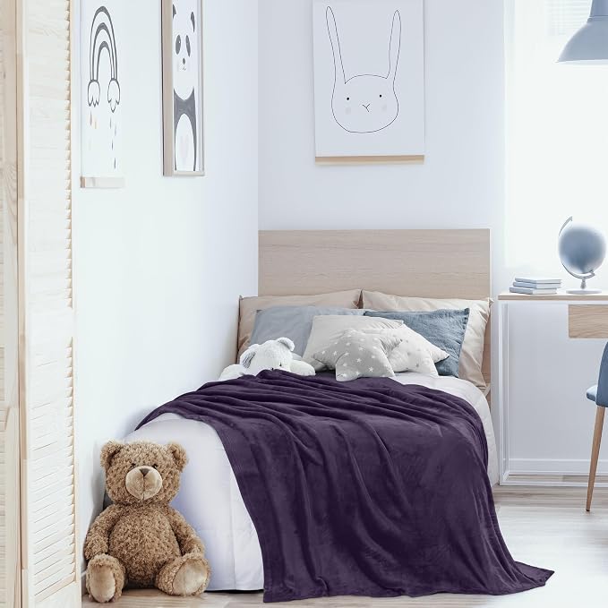Utopia Bedding Ultra Soft Fleece Bed Blanket Twin Size Purple (60x80 Inch) | Microfiber Plush Warm Lightweight Breathable Cozy Blanket Anti-Static, All Season Use, Gift for Women and Men