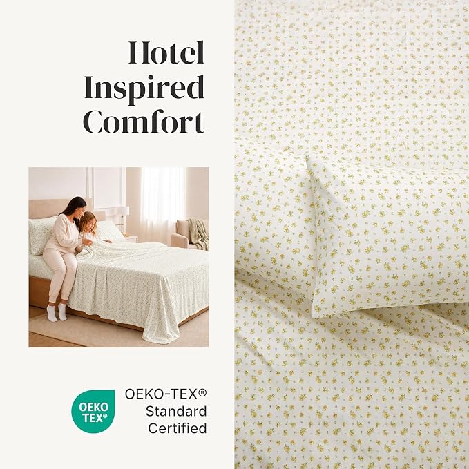Modern Threads Silky Soft Microfiber and Wrinkle Free Sheets - Luxurious Microfiber Bed Sheets Includes Flat Sheet, Fitted Sheet with Deep Pockets, & Pillowcases Sweet Rose Gold, King
