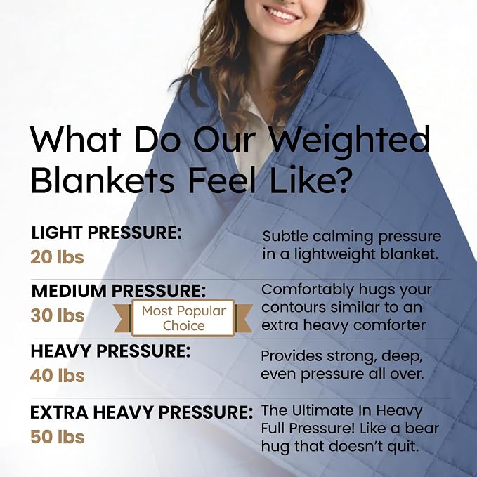 HomeSmart Queen Size Weighted Blanket 30 lbs - Breathable Ultra Soft Fabric | Evenly Distributed Medium Pressure Comforting Weight Stays Balanced, Generous Overhang, No Shifting Weight, Machine Washable