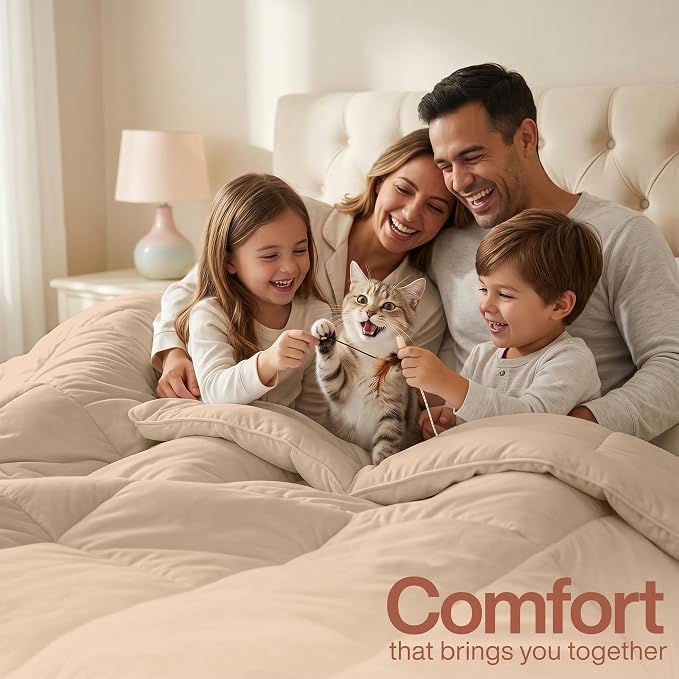 Utopia Bedding Duvet Insert, Comforters Queen Size 88 x 88 Inches, Beige | Cozy All Season Comforter for Kids and Teens, Unisex, Down Alternative Fill, Soft Microfiber Shell, Machine Washable.