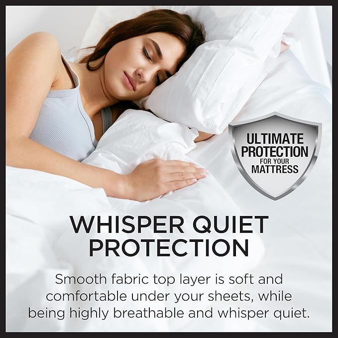 Protect-A-Bed Essential Waterproof Mattress Protector, Twin | Waterproof mattress protector with breathable quiet fabric protects against spills and dust mites for 11-18 inch mattresses