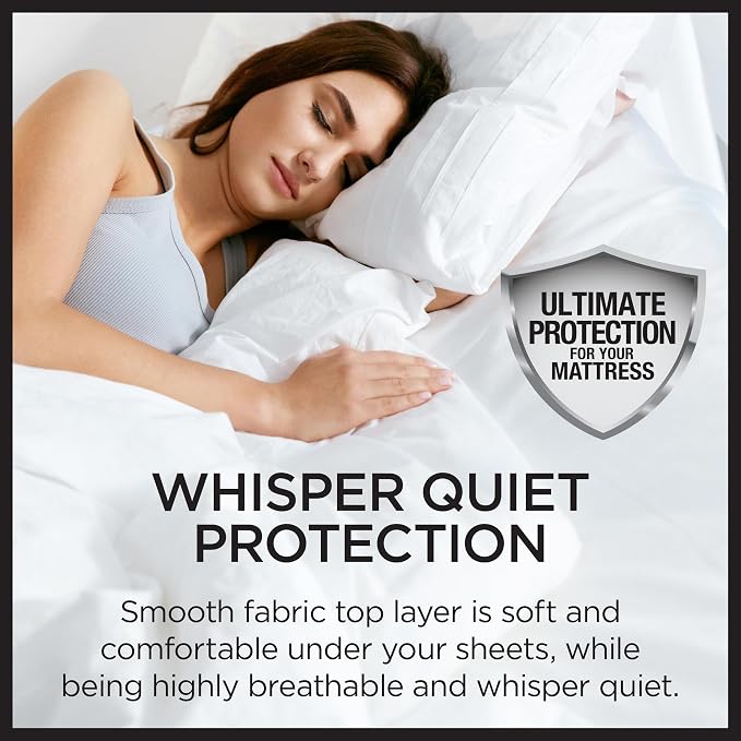 Protect-A-Bed Essential Waterproof Mattress Protector, Full | Waterproof mattress protector with breathable quiet fabric protects against spills and dust mites for 11-18 inch mattresses
