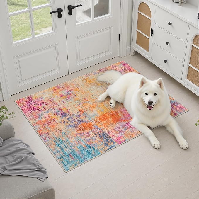 2x3 Washable Entryway Rug: Modern Abstract Soft Carpet Galaxy Haze | For Entrance, Bedroom, Kitchen, Laundry, Bathroom,Door Mat,Modern Abstract,Machine washable,Non-Slip,Stain Resistant,Indoor