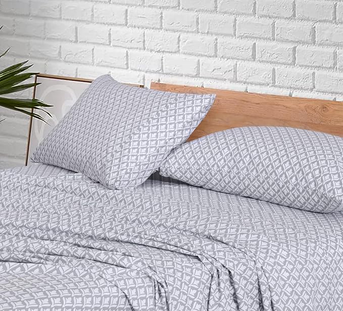 RUVANTI 100% Cotton Percale Sheets Full Size, Idiomatic Expression | Crisp Cooling, Deep Pocket 16", Soft Breathable & Durable, Hotel-Style, 4 Piece Set