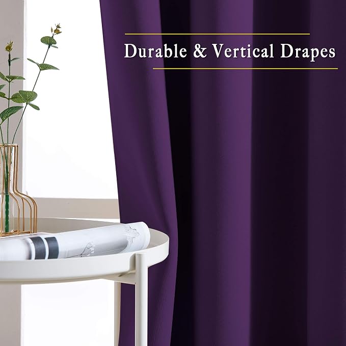 NICETOWN Royal Purple Doorway Curtains for Bedroom 78 inch Length, Grommet Privacy Light & Sound Reducing Room Darkening Window Treatments for Living Room, 2 Panels, W52 x L78