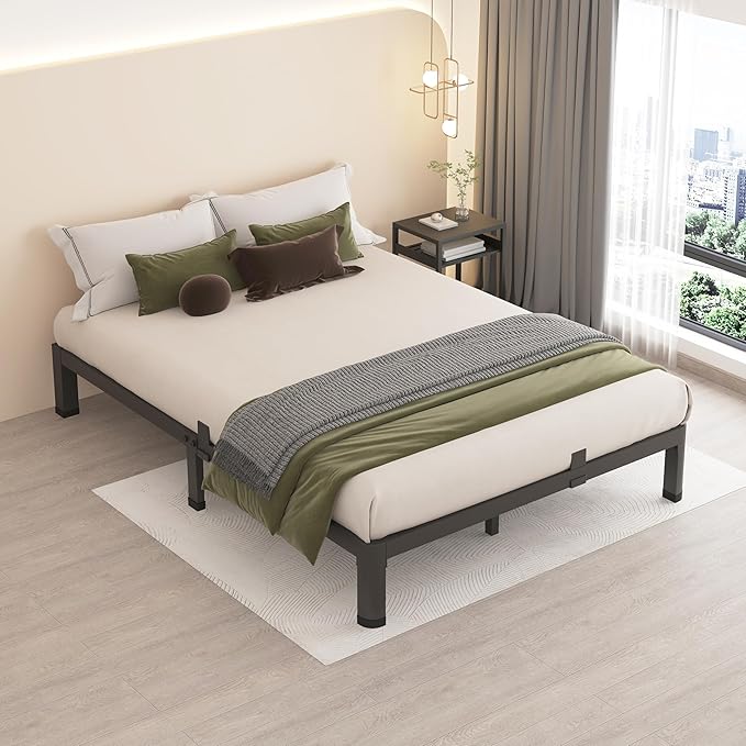 MAF 7 Inch Full Size Metal Platform Bed Frame with Round Corner Legs | Mattress Slide Stopper, 3000 LBS Heavy Duty Steel Slats Support, Noise Free, No Box Spring Needed, Easy Assembly, Anti-Slip