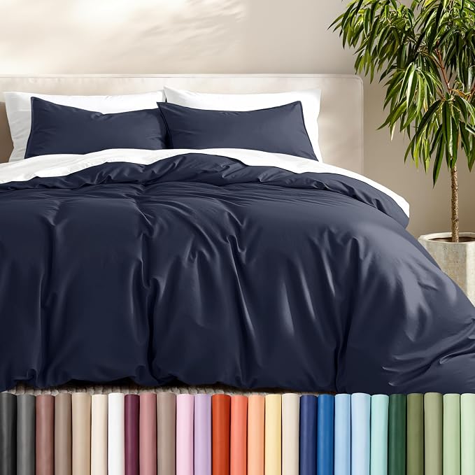 Bare Home Duvet Cover Set 1800 Ultra-Soft (California King, Midnight Blue) | Lightweight, Cooling, Breathable, Premium 1800 Ultra-Soft, All-Season