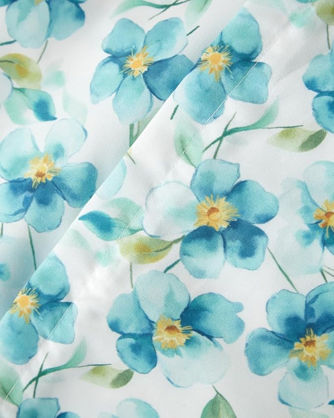 Duvet Cover Full Size - Soft Floral Duvet Cover - 3 Piece - Blue Peony | Soft Floral Duvet Cover 80 x 90 with 2 Pillow Shams, Zipper Closures & Ties, Floral Bedding for Women, Men, Kids & Teens