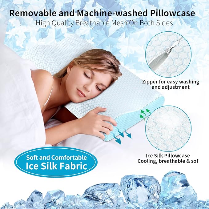 Memory Foam Pillows , Neck Pillow Queen Size Bed for Sleeping , Ergonomic Cervical Support Side Back Stomach Sleeper , Orthopedic Contour and Shoulder Pain