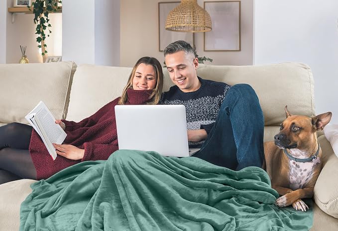 Utopia Bedding Soft Fleece Bed Blanket Queen Size Celadon (90x90 Inch) | Microfiber Plush Warm Lightweight Breathable Cozy Blanket Anti-Static, All Season Use, Gift for Women and Men