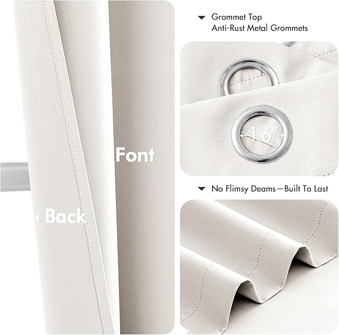 MIULEE Blackout Curtains for Bedroom 2 Panels 29 x 40 Inch Long Ivory | Thermal Insulated, Living Room Darkening Grommet Drapes, Noise Reducing, Light Blocking Window Treatments