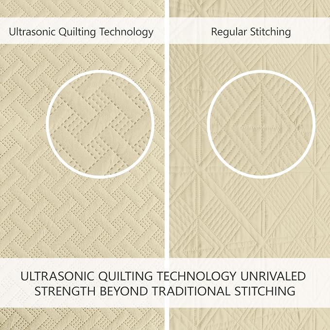 FLYMME Quilts Queen Size,Lightweight Butter Yellow Bedspreads,Basket Weave Pattern,Ultra Soft Microfiber Bed Coverlet 3 Pieces for All-Seasons (1 Quilt,2 Shams)