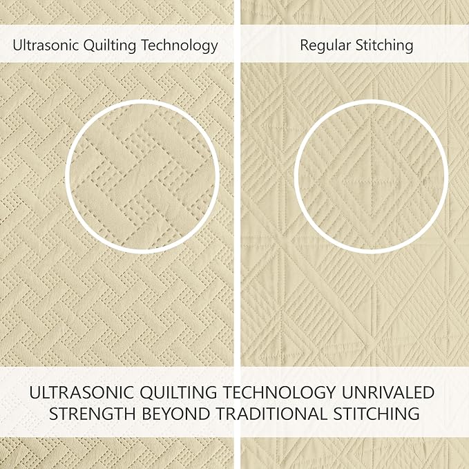 FLYMME Twin Quilt Set,Lightweight Butter Yellow Bedspreads,Basket Weave Pattern,Ultra Soft Microfiber Bedspread Bed Coverlet 2 Pieces for All-Seasons (1 Quilt,1 Shams)