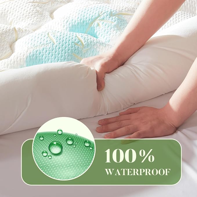 PRIMESOFT Queen Size Mattress Topper, Thick Pillow Top Mattress Pad，Up to 21 Inch Deep Pocket,Soft Breathable Mattress Pad for Back Pain, Waterproof Protector Cover(Beige)