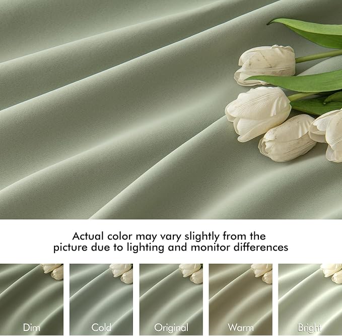 MIULEE Sage Green Back Tab Blackout Curtains 52x108 Inch Long 2 Panels Set | Rod Pocket Pinch Pleated, Thermal Insulated, Bedroom Living Room Darkening Privacy Drapes, Extra Long Light Blocking Curtains