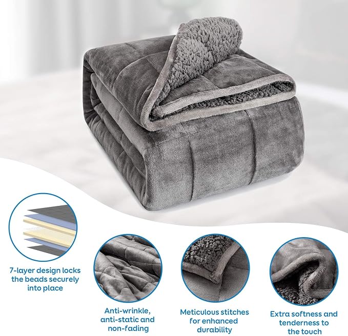 Cottonblue Small Weighted Lap Blanket Pad for Adults Teens 2 lbs 20x30 in | Flannel Travel Weighted Lap Pad for Relax Sleep Nap All Season, Soft Cozy Weighted Blankets Portable for Bed Couch, Grey
