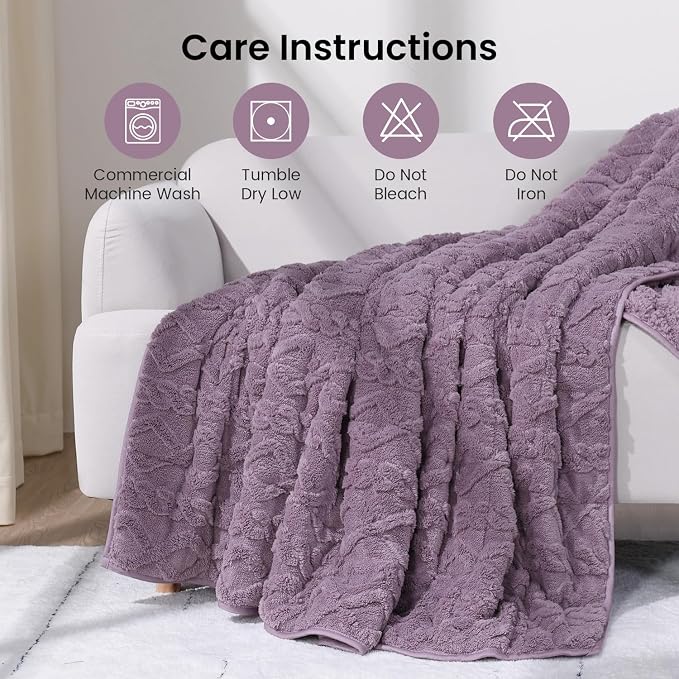 Drewin Weighted Blanket Twin Size for Adults 15lbs,Purple,48 x 72 inches | Great for Sleep Natural and Relaxing，Soft Jacquard Sherpa with Glass Beads，Cozy Heavy Throw Blankets，Machine Washable