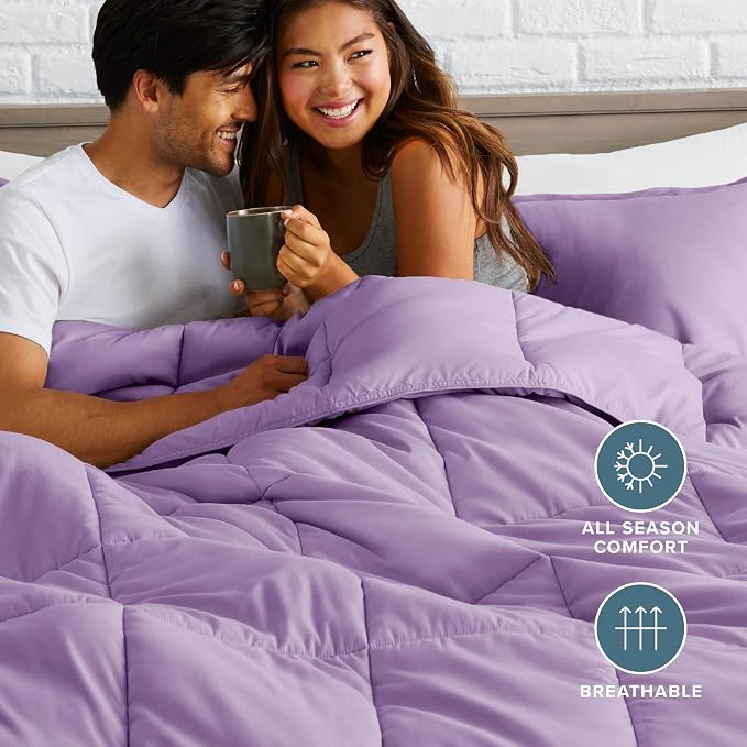 Bare Home Queen Comforter Set - 1800 Ultra Soft (Queen, Lavender) | All-Season, Breathable, Hypoallergenic, Premium 1800, Warm, Cozy