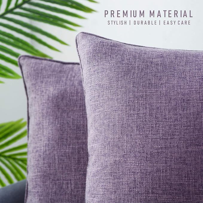 HPUK Throw Pillow Covers 18x18, Set of 2, Lavender Mist Couch Pillow Covers | Polyester fabric, solid-color design, hidden zippers, machine washable, for sofas and beds, inserts not included