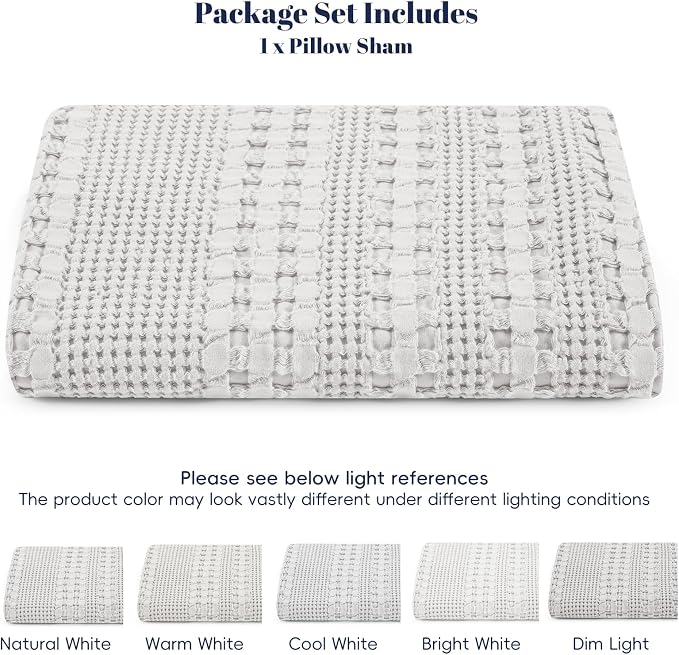 PHF 100% Cotton Waffle Body Pillowcase with Zipper, 1 Pack 20" x 54" Soft Skin-Friendly Pillow Sham, No Filling, Aesthetic Woven and Breathable Waffle Weave Body Pillow Cover for Bed, Light Grey