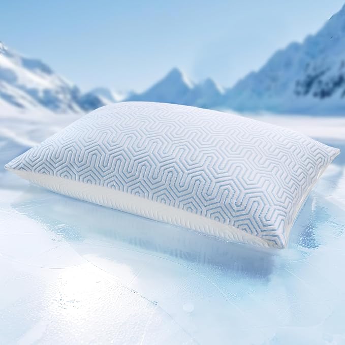 puredown® Cooling Goose Feather Down Pillow, Set of 1, King Size | Ultra Cooling Fabric, Removable Pillowcase, For Hot Sleeper, Medium Firm Support, Bed Pillows for Sleeping