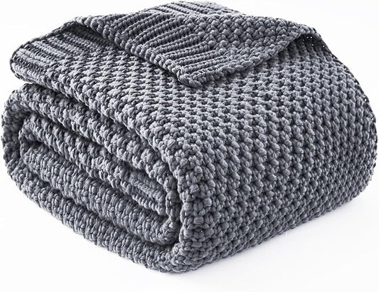 Knitted Weighted Blanket - 50"x60" 7lbs Cooling Chunky Knit Heavy Blanket for Adults Cable Yarn Knit Decorative No Beads Soft, Cozy and Cooling Weighted Throw Blankets Machine Washable
