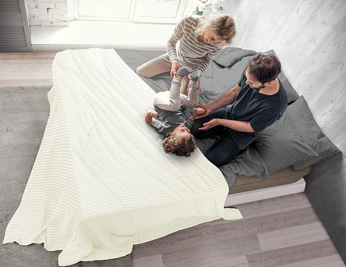 Utopia Bedding 100% Cotton Waffle Blanket Twin Size Ivory, 90x72 Inch | Lightweight Breathable Cozy Summer Bed Blanket Home Decor Gift for Women and Men