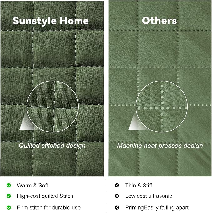 SunStyle Home King Quilt Bedding Set, Lightweight Summer Bedspreads,Green | Soft Coverlet With 2 Pillow Shams,Morden Style Quilts for All Season,Suitable for Bed, Couch,Bedroom,Guest Room,106"X96"