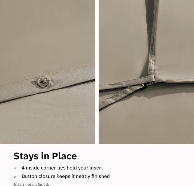 California Design Den Soft 100% Cotton Sateen Duvet Cover King Set, Taupe | 3-Piece Set with 2 Pillow Shams, Backed by Good Housekeeping Seal, Button Closure & Corner Ties, 400 TC 100% Cotton Sateen