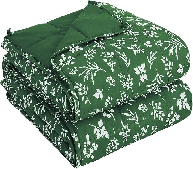 yescool Weighted Blanket for Adults (20 lbs, 60” x 80”, Forest) Cooling Heavy Blanket for Sleeping Perfect for 190-210 lbs, Queen Size Breathable Blanket with Premium Glass Bead, Machine Washable