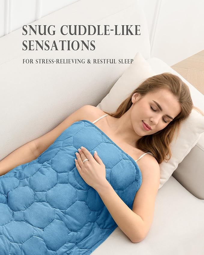 Cottonblue Small Weighted Lap Blanket 7lbs for Adults Teens 24"x29", Cozy | Soft Crystal Velvet Weighted Blanket Pad, Washable Portable Mini Travel Blankets for Relaxation All Season Used, Dark Blue