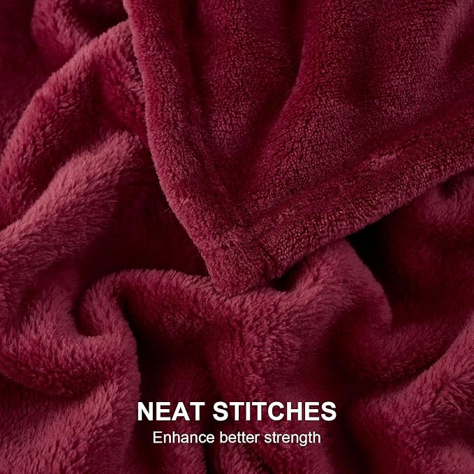 Hansleep Twin Burgundy Red Fleece Blanket, Soft Flannel Bed Blanket | Fuzzy Cozy Blanket 60x80 Inches, Multi-use for Bed, Sofa, Couch, Travel, Camping, All Season Warm Lightweight Cover